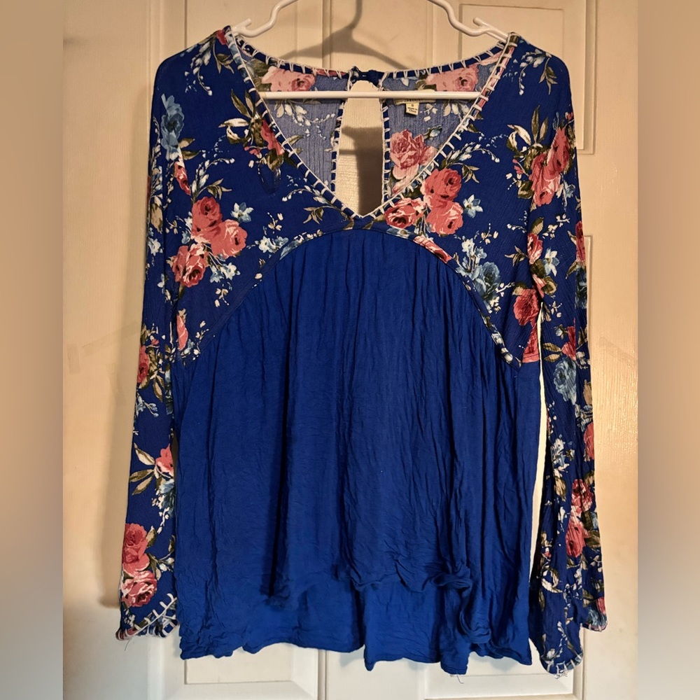 Kori Royal Blue Floral Blouse